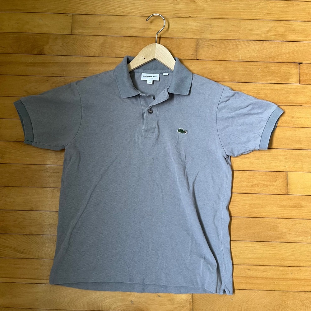 Lacoste Classic Fit Grey Cotton Pique Polo Shirt Mens Size S FR 3 Short Sleeve